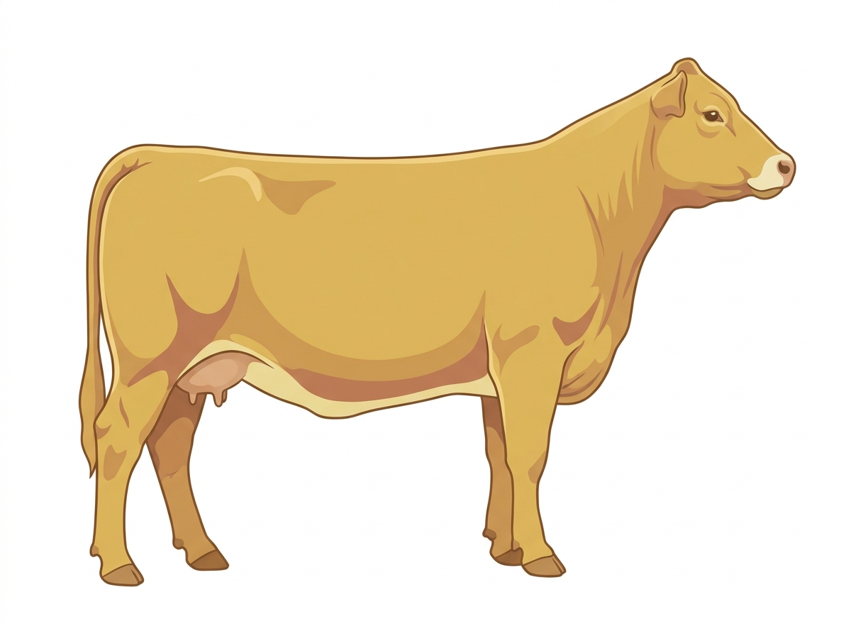 Yellow Dun with a pale muzzle ring and lighter underline 5/8 Highlander Cross Cow