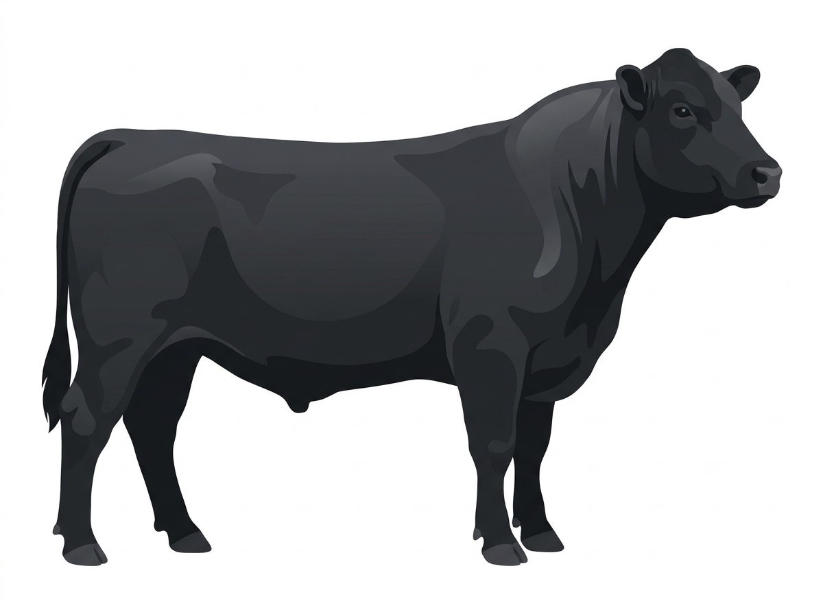 Black 5/8 Red Angus Cross Bull