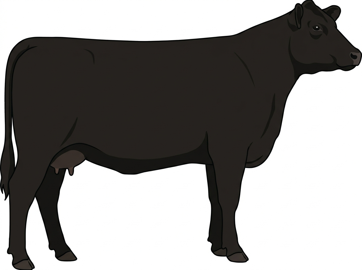 Black 5/8 Red Angus Cross Cow