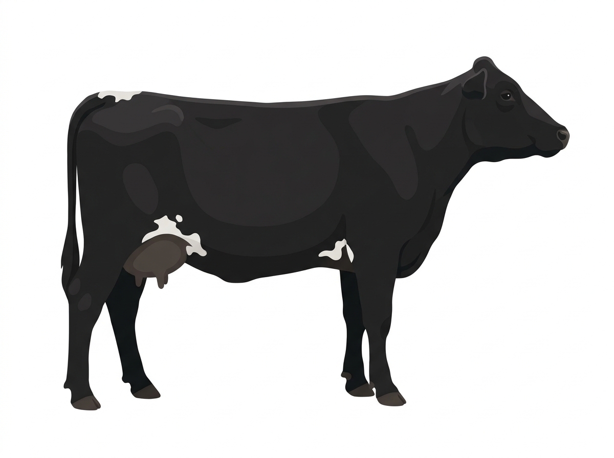 Black with a few white spots 5/8 Simmental Cross Cow