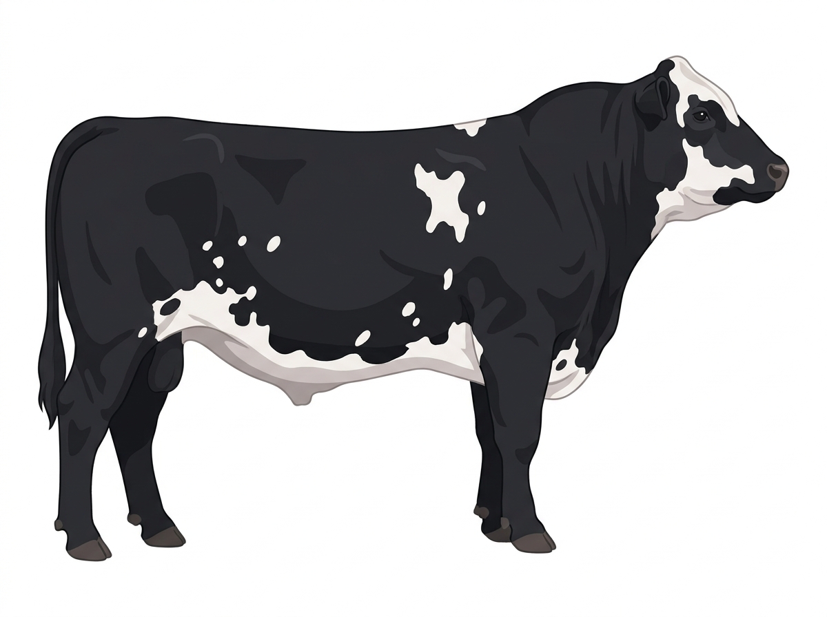 Black with white spots 5/8 Simmental Cross Bull