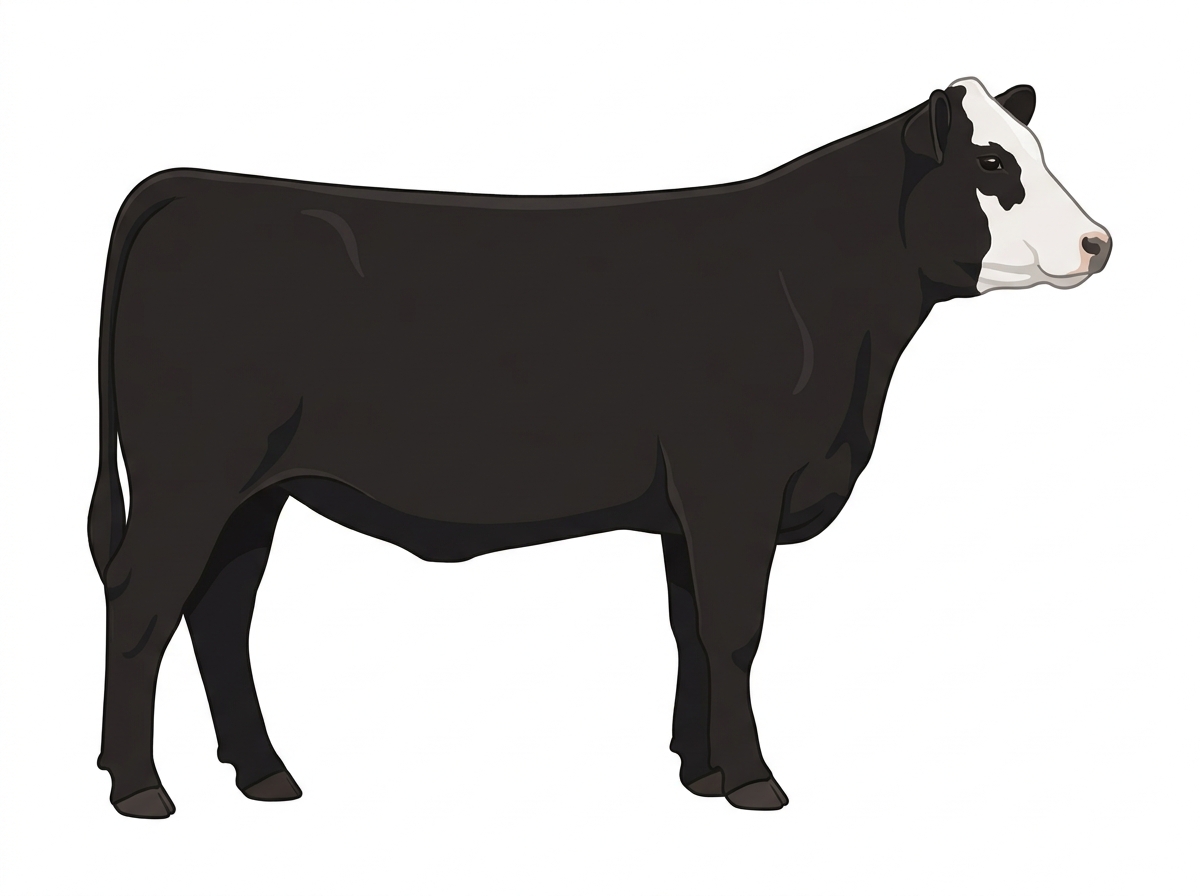 Black with a partial white face 7/8 Angus Heifer