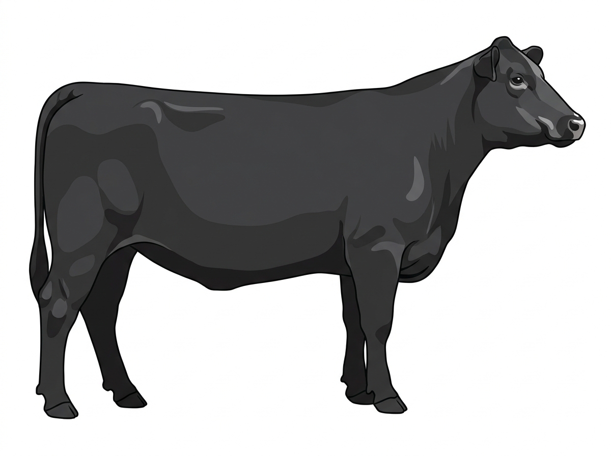 Black with minimal white face markings 7/8 Angus Cow