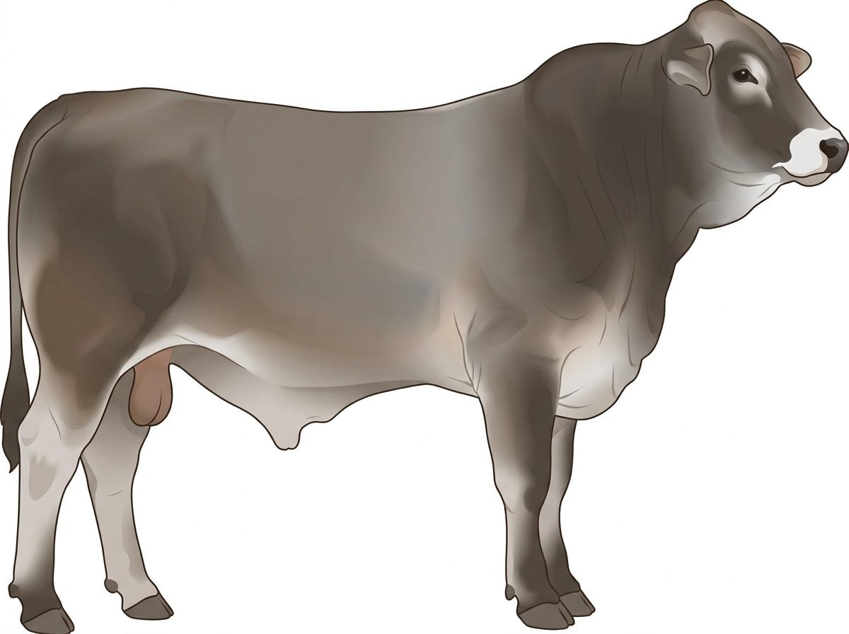 Smoky with a partial white face 7/8 Brahman Bull