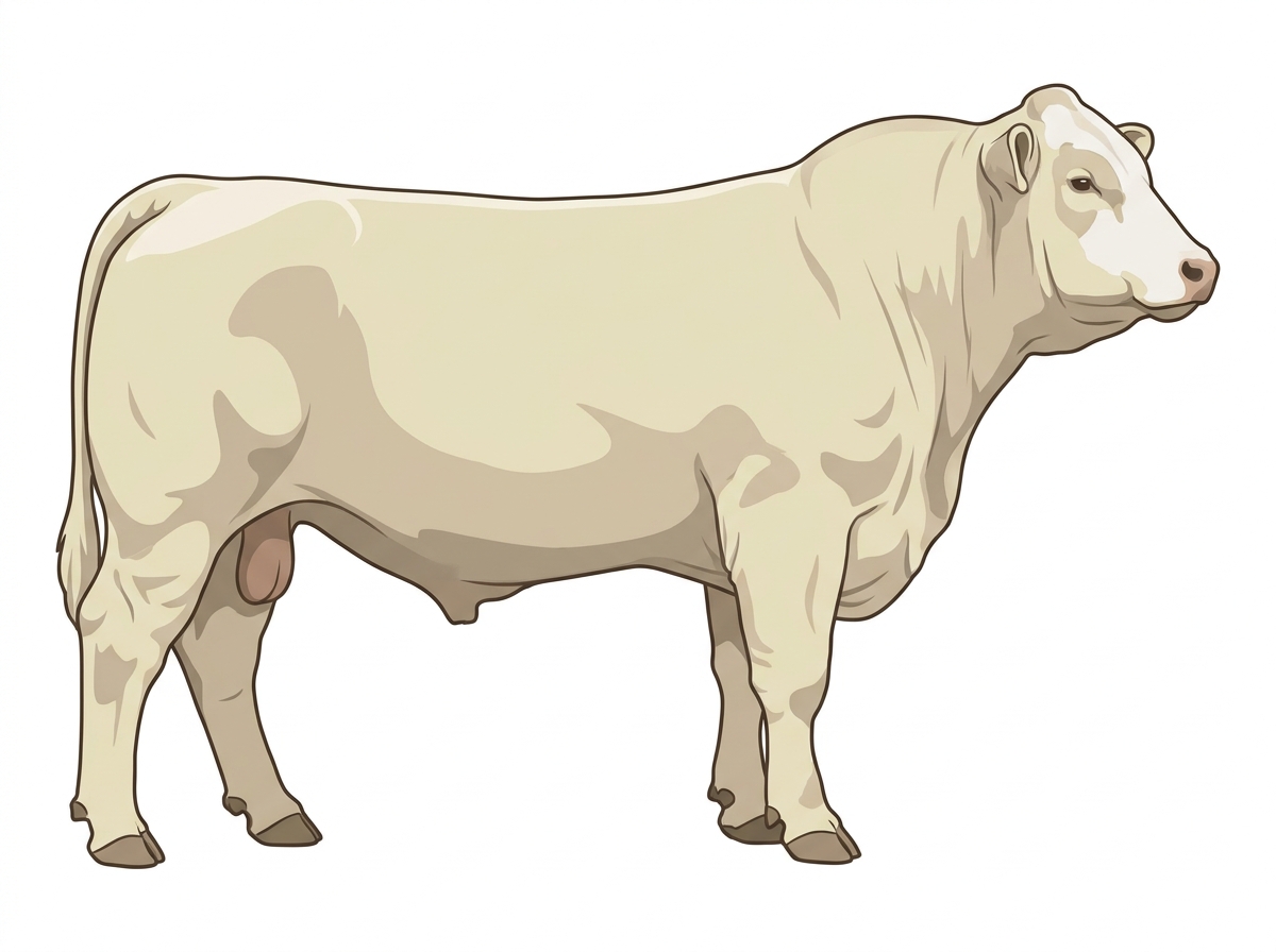 White with a partial white face 7/8 Charolais Bull