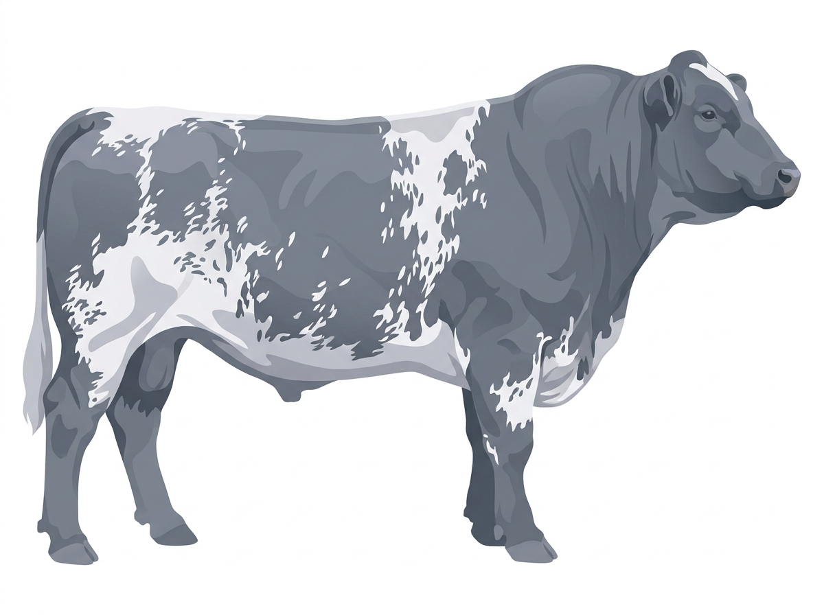 Blue roan with ticking in the white 7/8 Shorthorn Bull