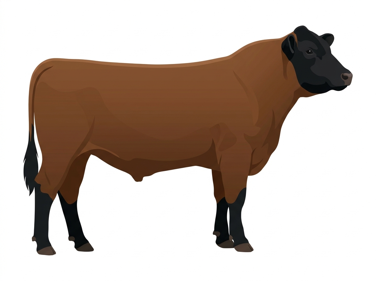 Brown with black points 7/8 Shorthorn Bull