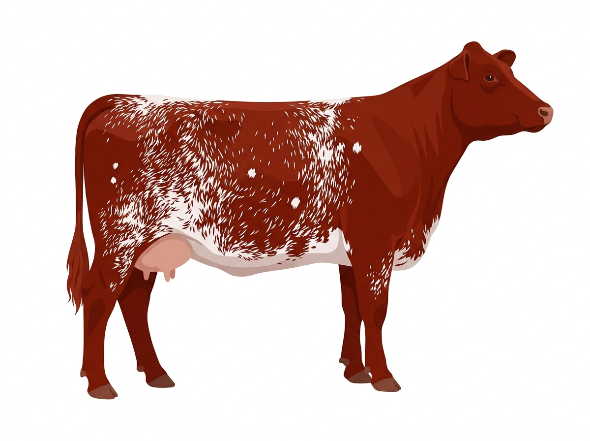 Red heavy roan with minimal spotting 7/8 Shorthorn Cow