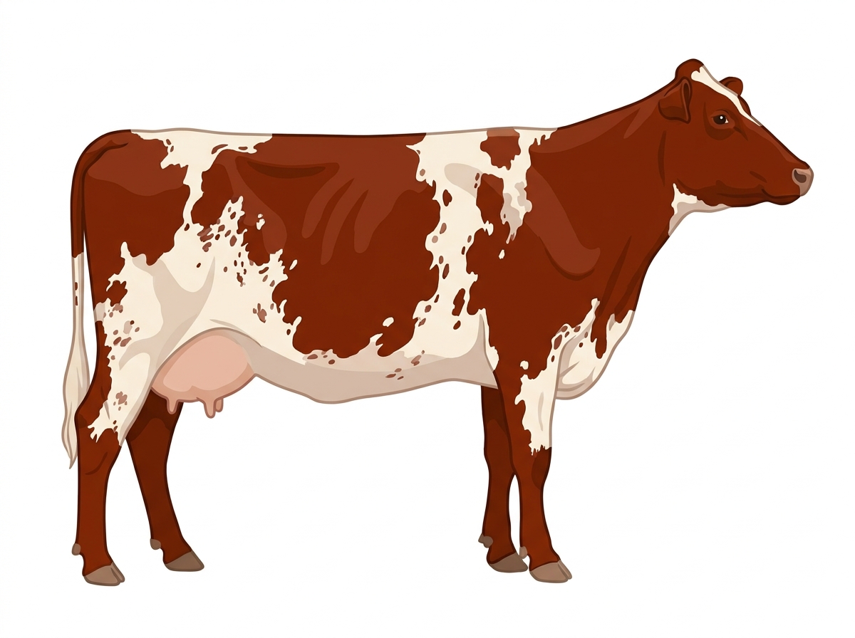 Red heavy roan with minimal spotting with ticking 7/8 Shorthorn Cow