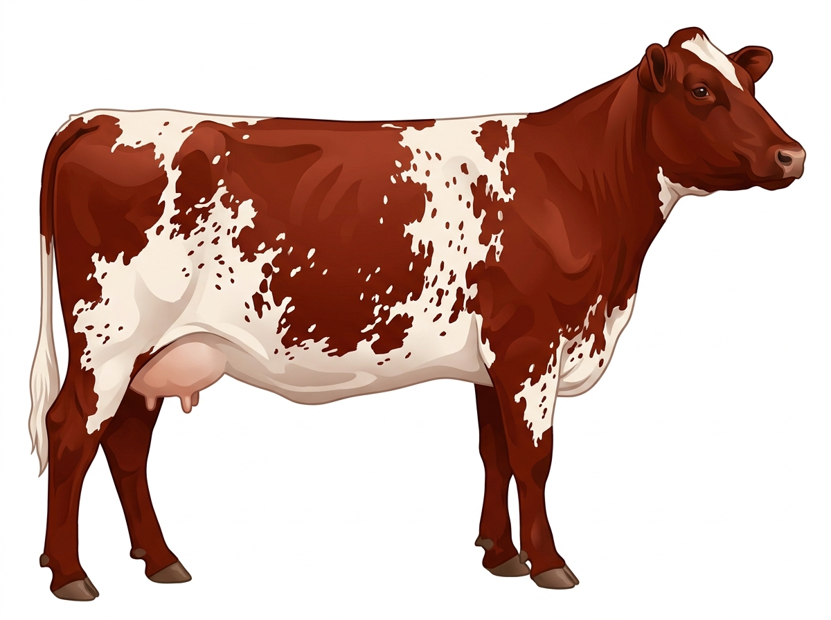 Red roan with minimal spotting with ticking 7/8 Shorthorn Cow