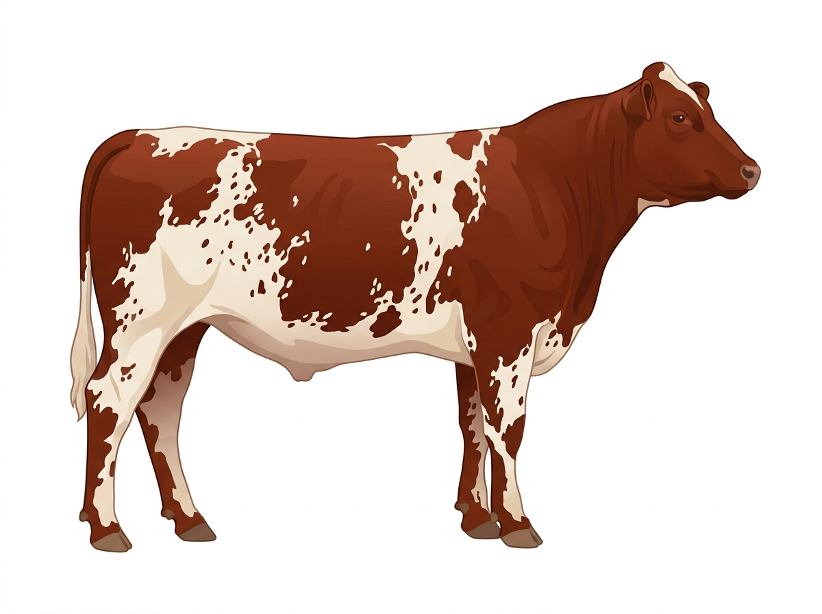 Red roan with minimal spotting with ticking 7/8 Shorthorn Steer