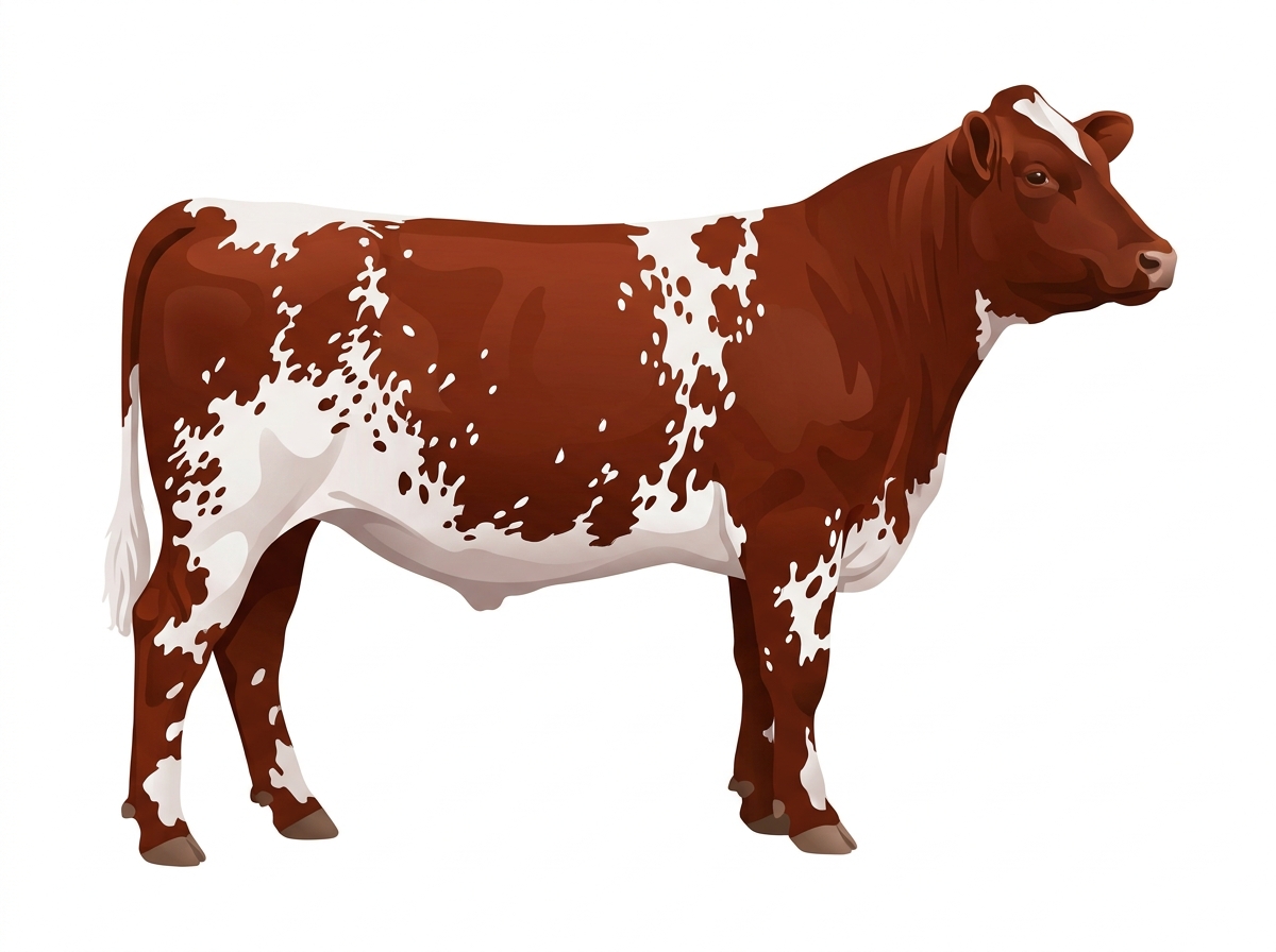 Red roan with white spots with ticking 7/8 Shorthorn Steer