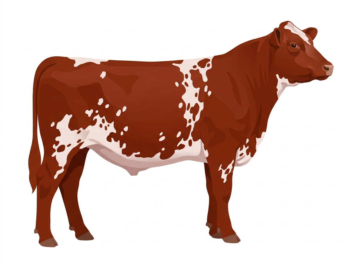 Red white roan with white spots 7/8 Shorthorn Steer