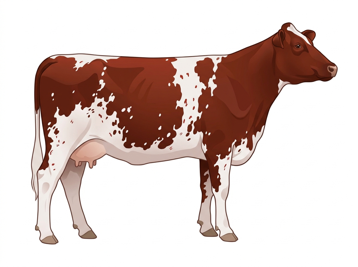 Red white roan with white spots with ticking 7/8 Shorthorn Cow
