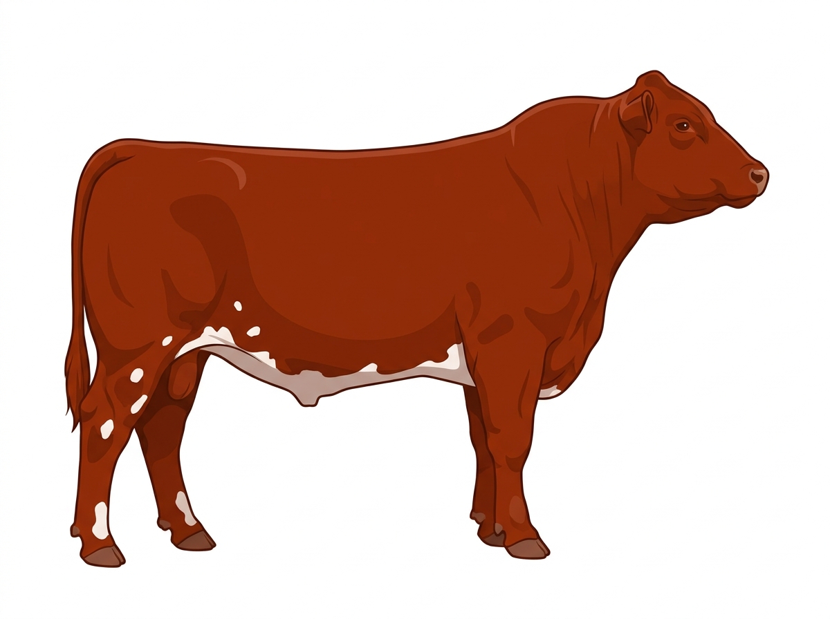 Red with a few white spots 7/8 Shorthorn Bull