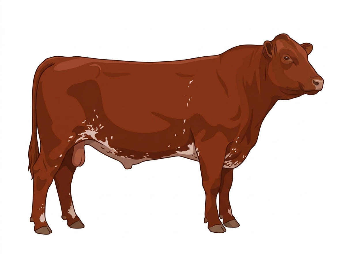 Red with minimal spotting with ticking 7/8 Shorthorn Bull