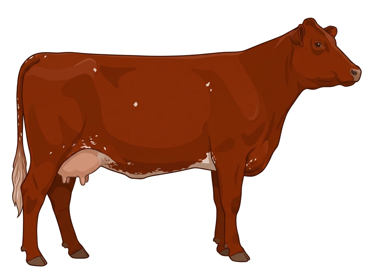Red with minimal spotting with ticking 7/8 Shorthorn Cow