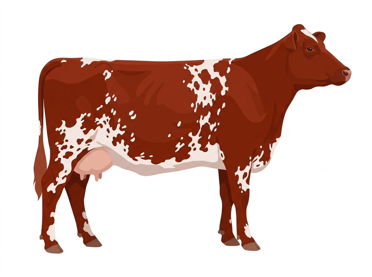 Red with white spots with ticking 7/8 Shorthorn Cow