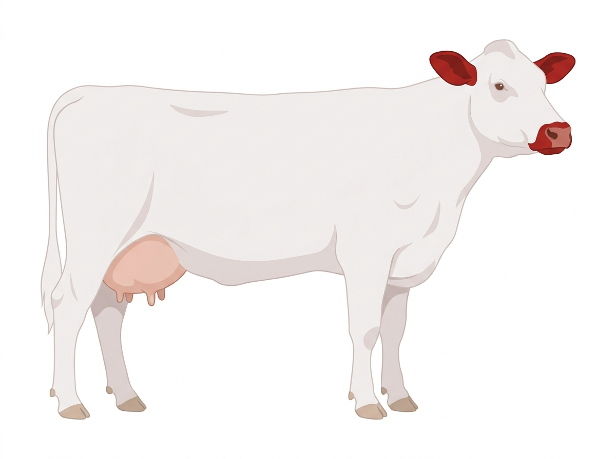 White with red ears and muzzle 7/8 Shorthorn Cow