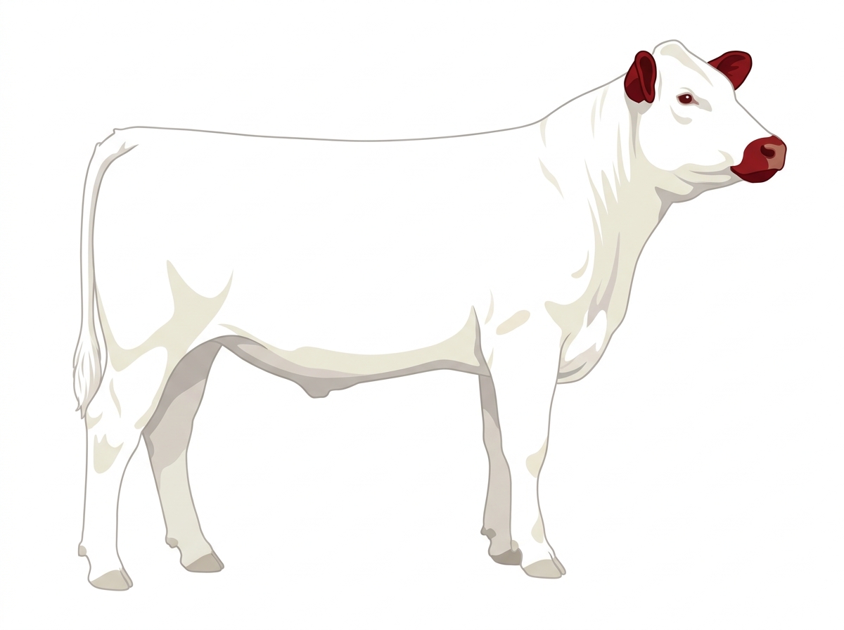 White with red ears and muzzle 7/8 Shorthorn Steer