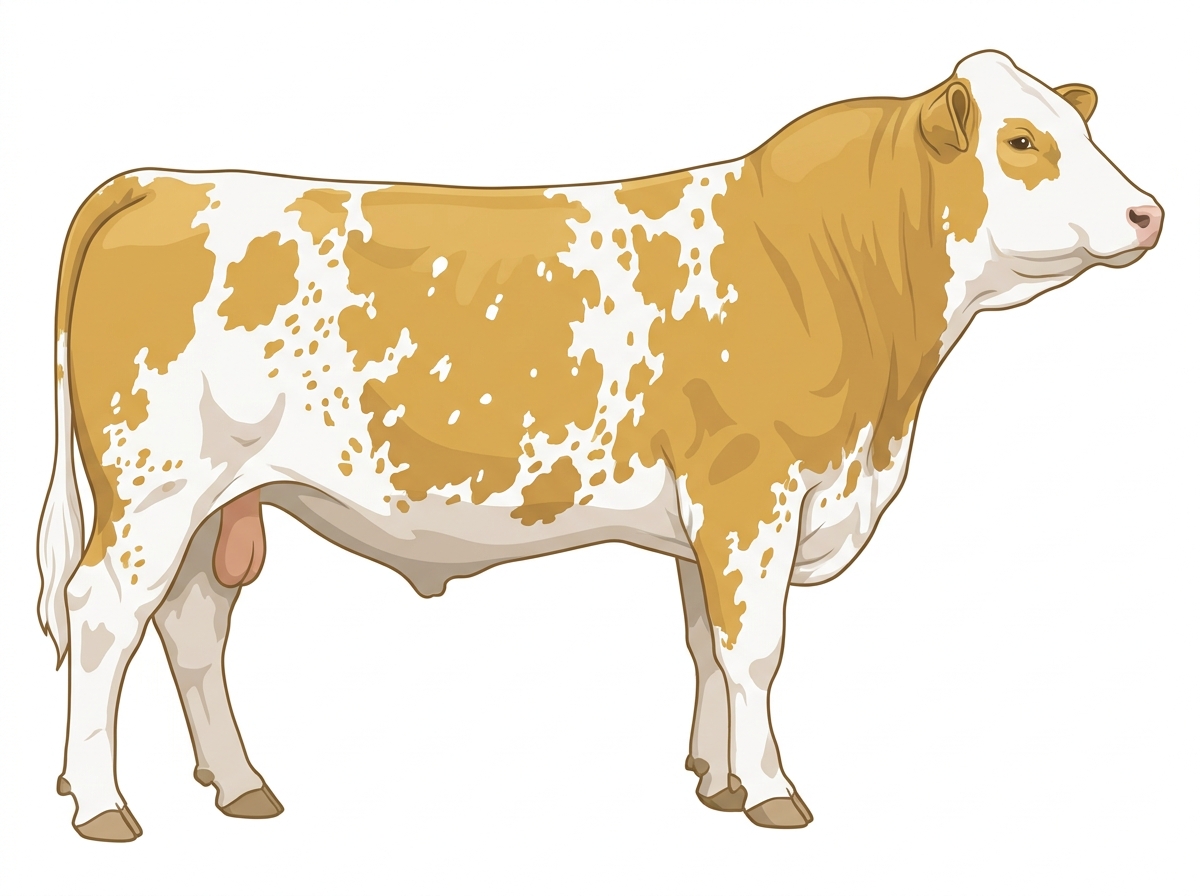 Gold heavily spotted with ticking 7/8 Simmental Bull