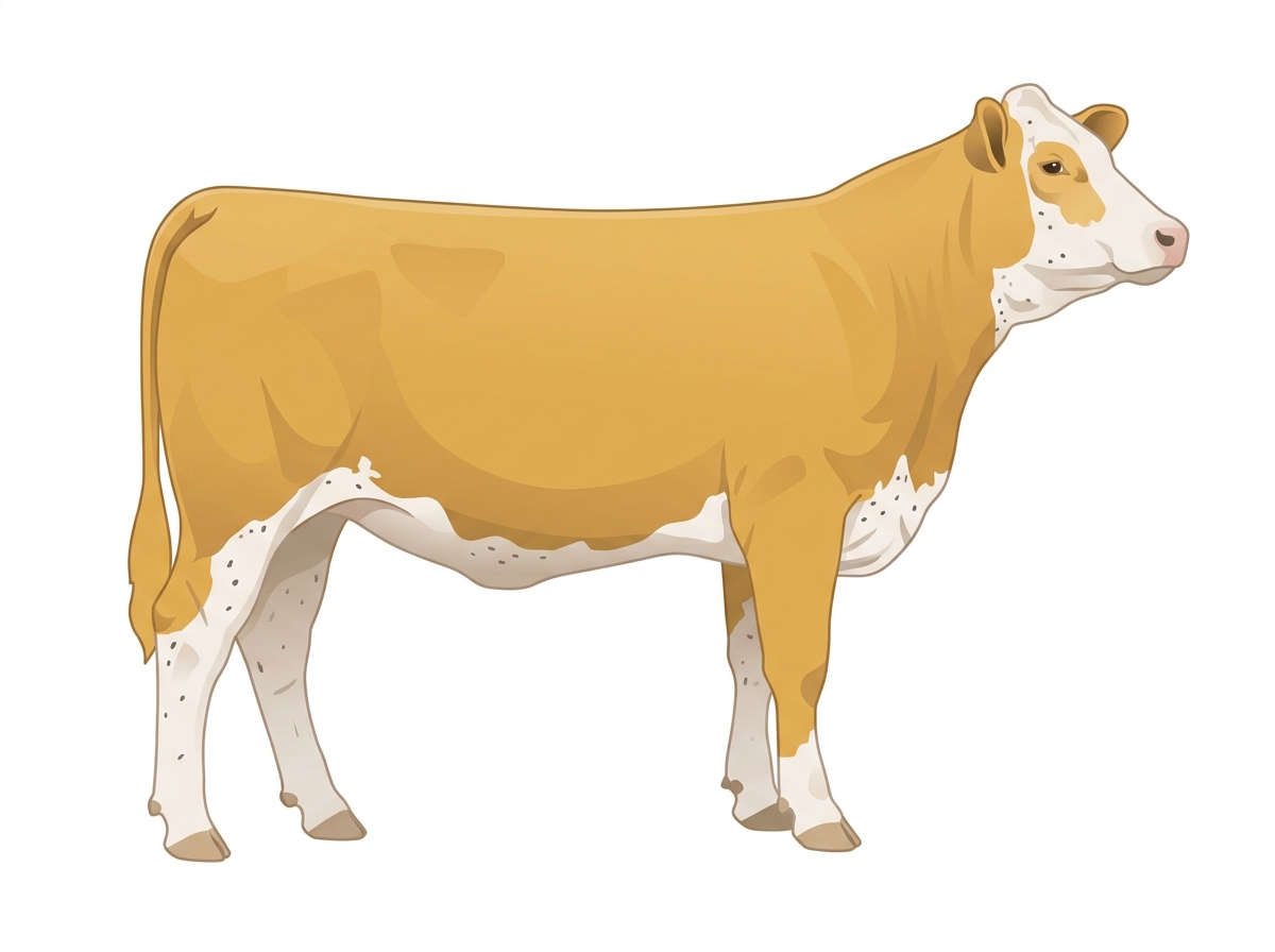 Gold with minimal white markings with ticking 7/8 Simmental Heifer