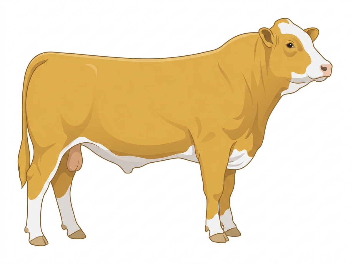 Gold with partial white face 7/8 Simmental Bull