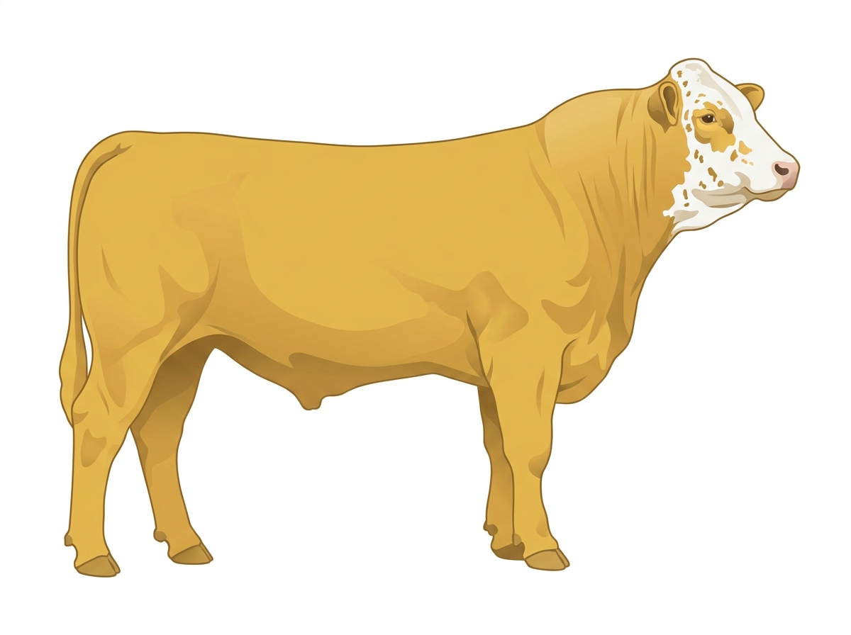 Gold with partial white face with ticking 7/8 Simmental Bull