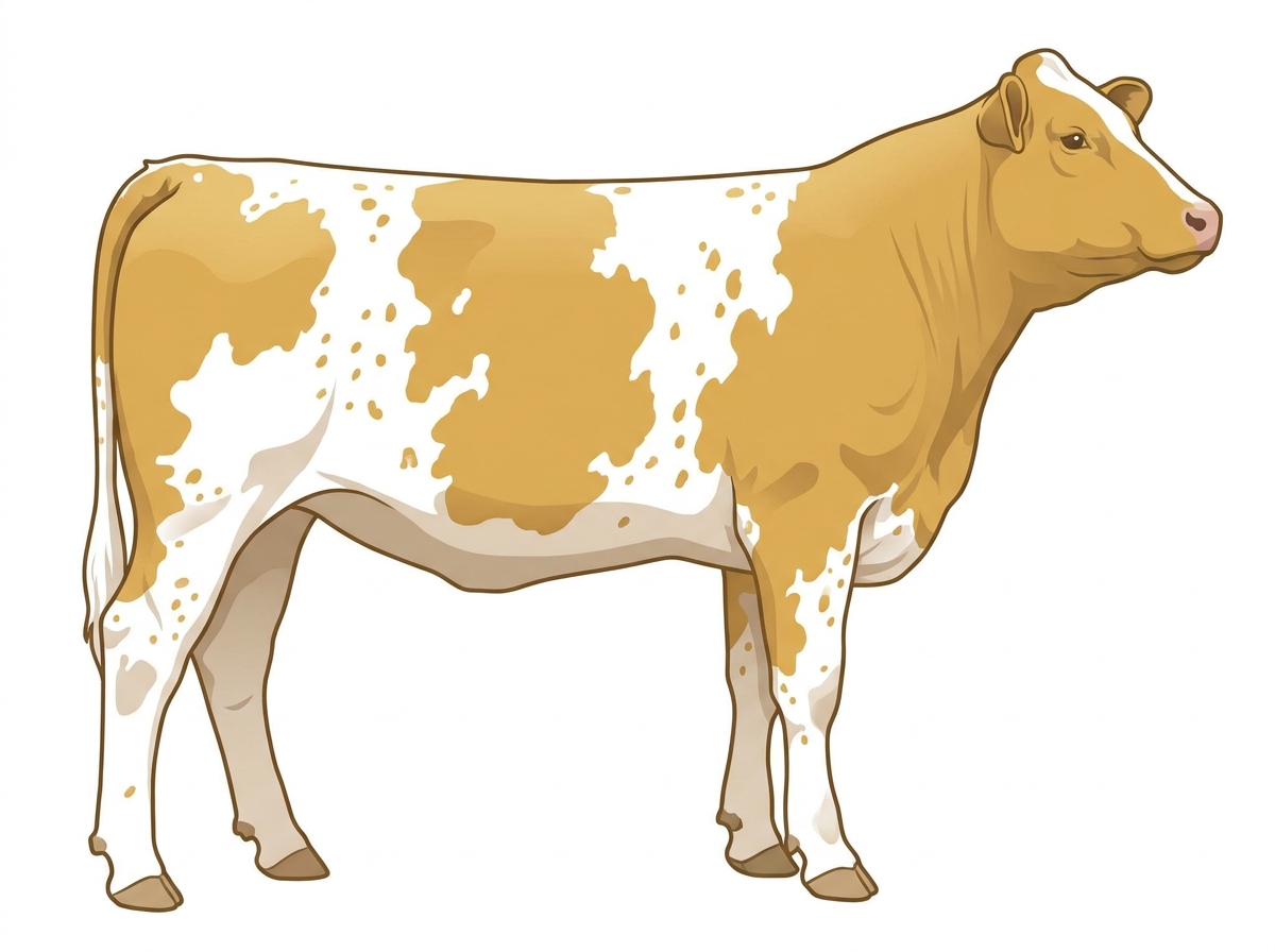 Gold with white spots with ticking 7/8 Simmental Heifer