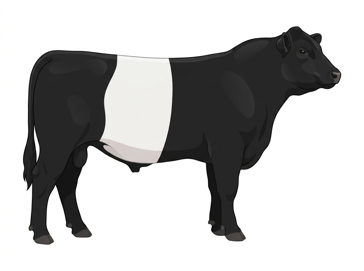 Black with a white belt around the midsection 9/16 Belted Galloway Cross Bull
