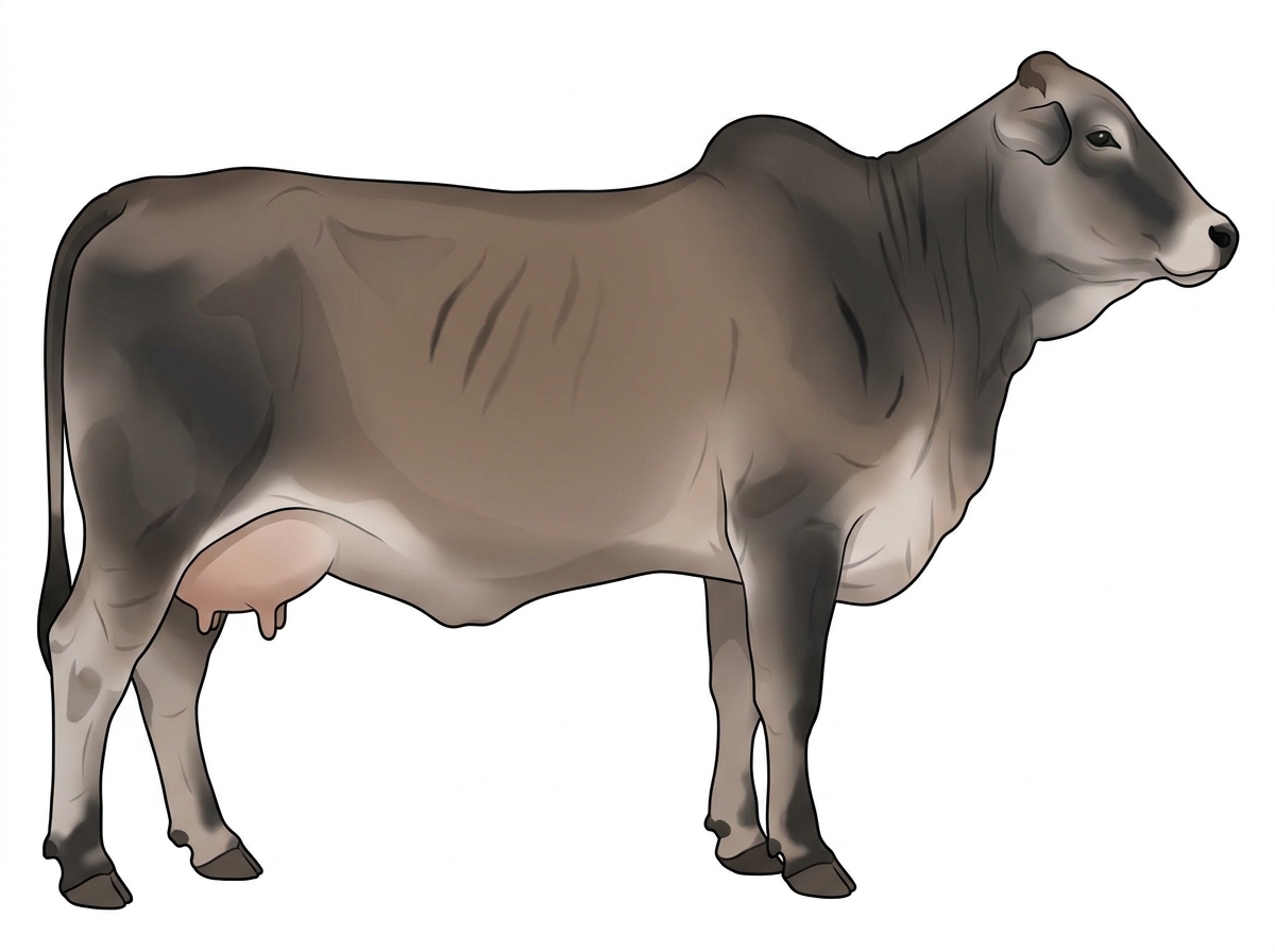 Light blue roan with black stripes 9/16 Brahman Cross Cow