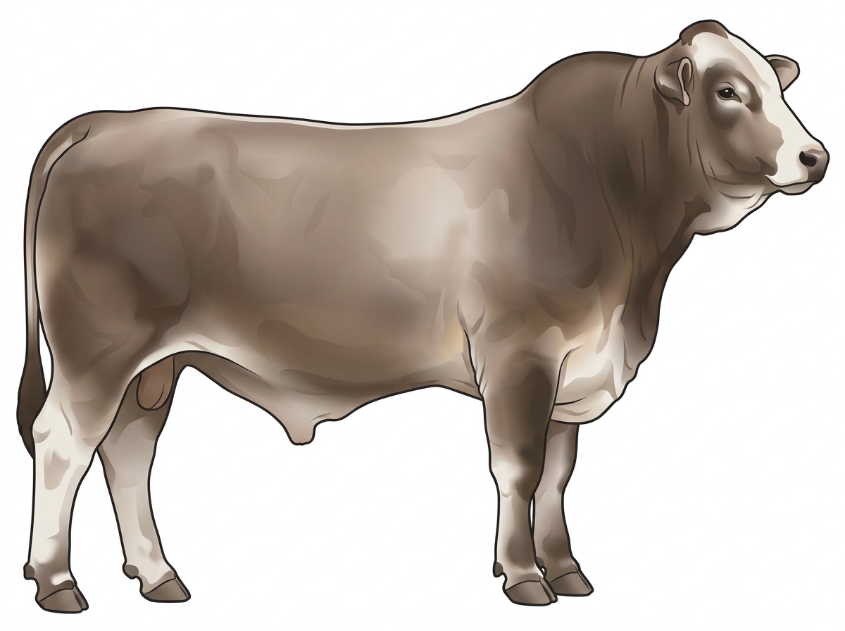 Smoky with a partial white face 9/16 Brahman Cross Bull