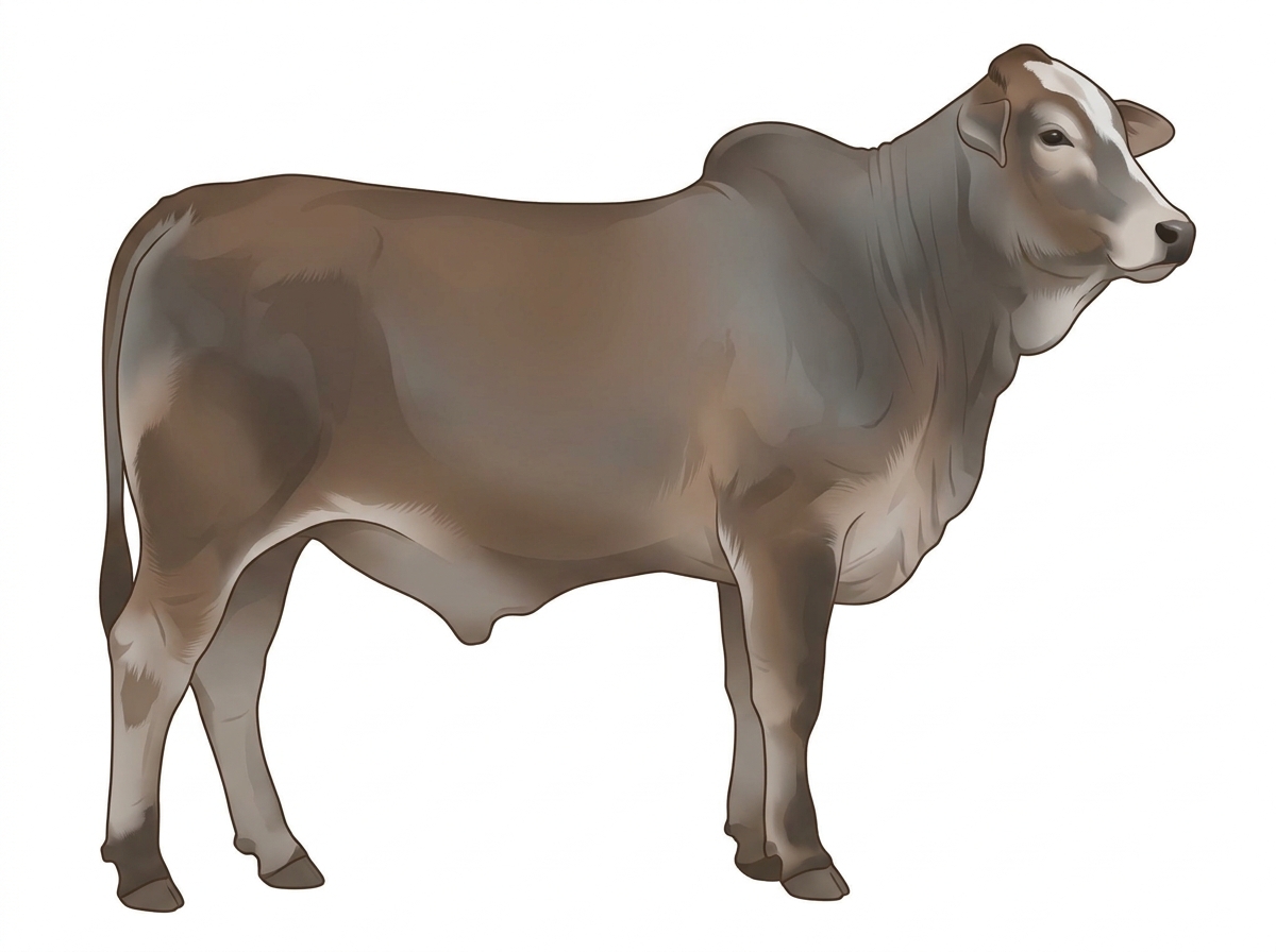 Smoky with a partial white face 9/16 Brahman Cross Steer