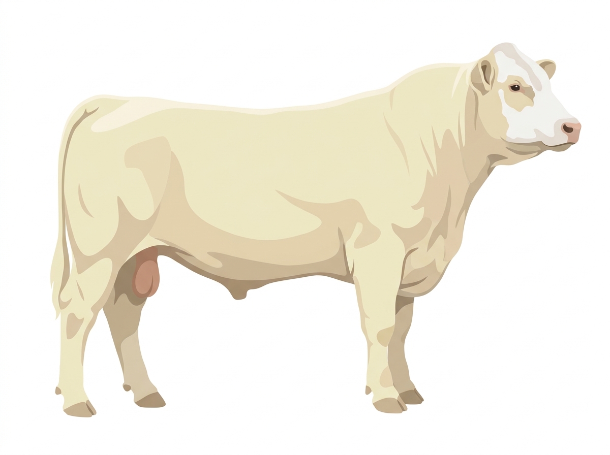 White with a partial white face 9/16 Charolais Cross Bull