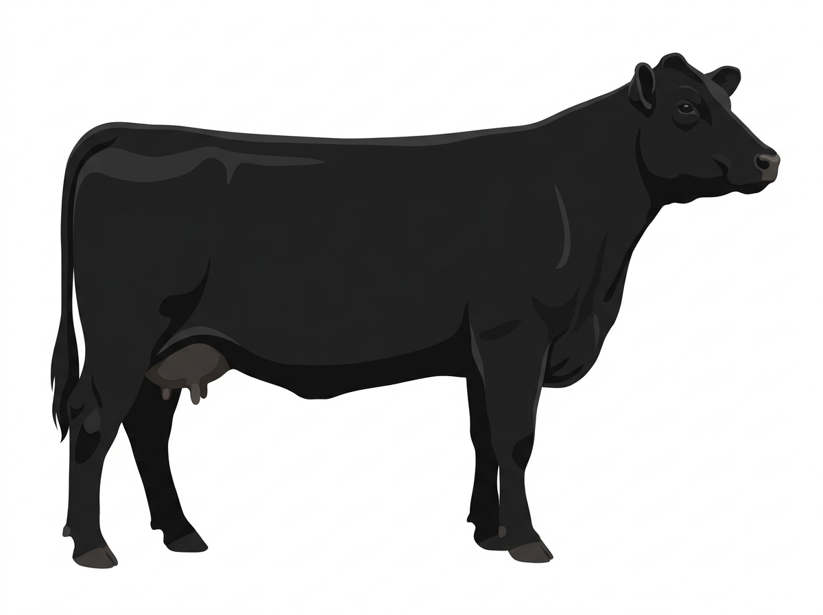 Black 9/16 Red Angus Cross Cow