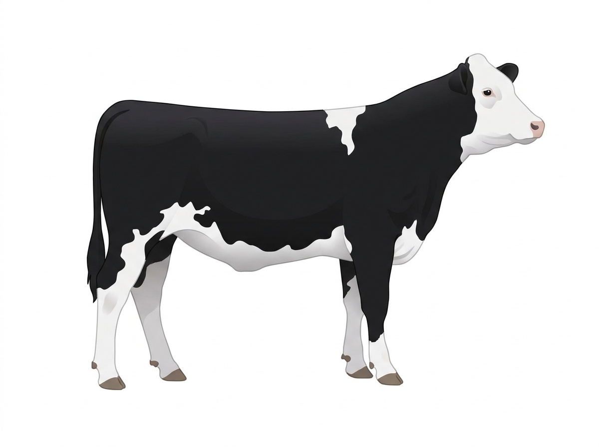 Black with a white face and white spots 9/16 Simmental Cross Heifer