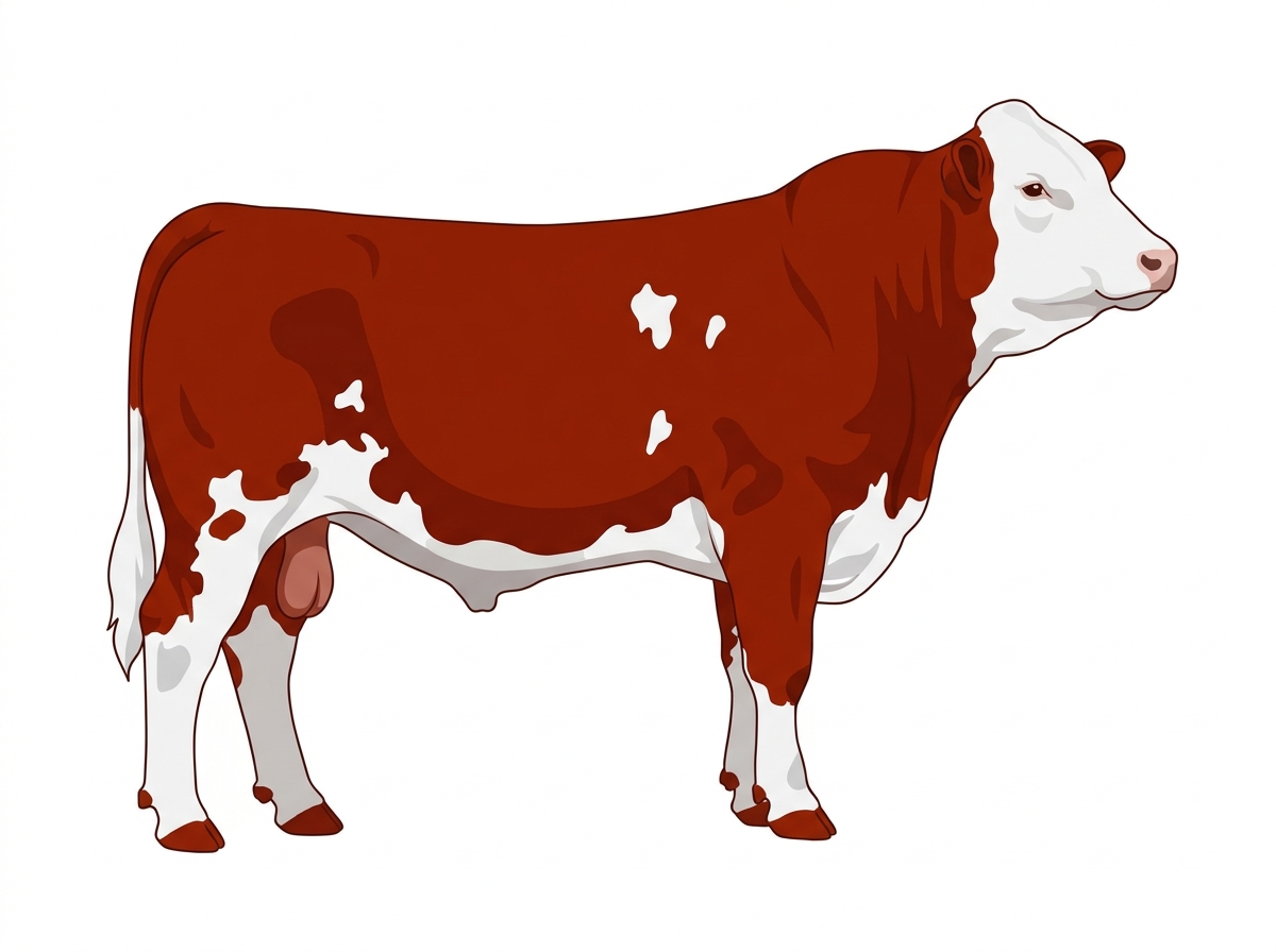 Red with a white face and a few white spots 9/16 Simmental Cross Bull