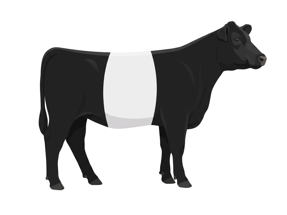 Black with a white belt around the midsection Angus Cross Heifer