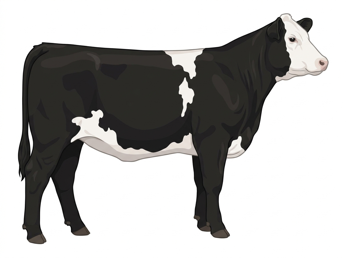 Black with a white face and white in large patches Angus Cross Heifer