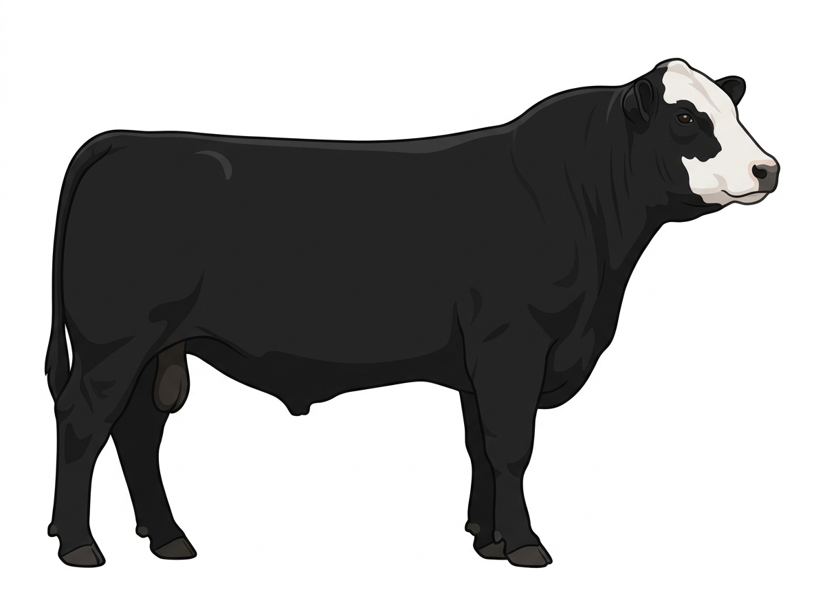 Black with a white face Angus Cross Bull