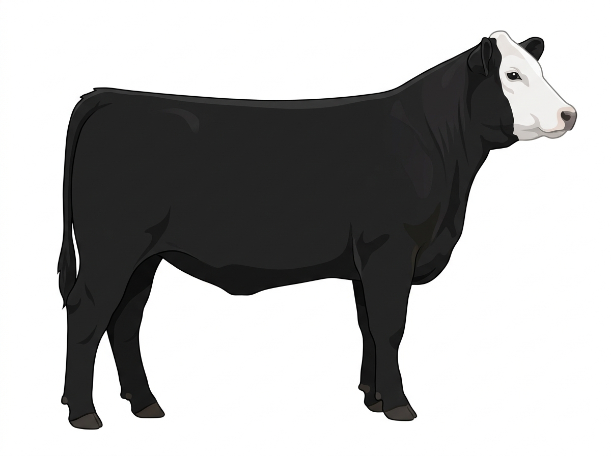 Black with a white face Angus Cross Heifer