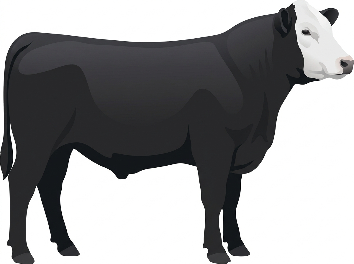 Black with a white face Angus Cross Steer