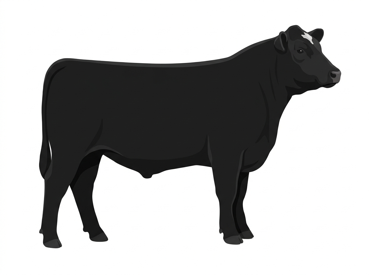Black with minimal white face markings Angus Cross Steer