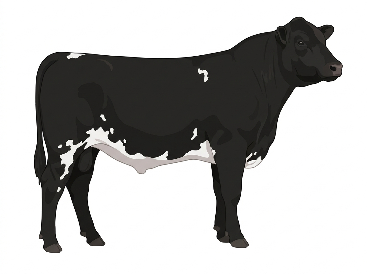 Black with white spots Angus Cross Bull