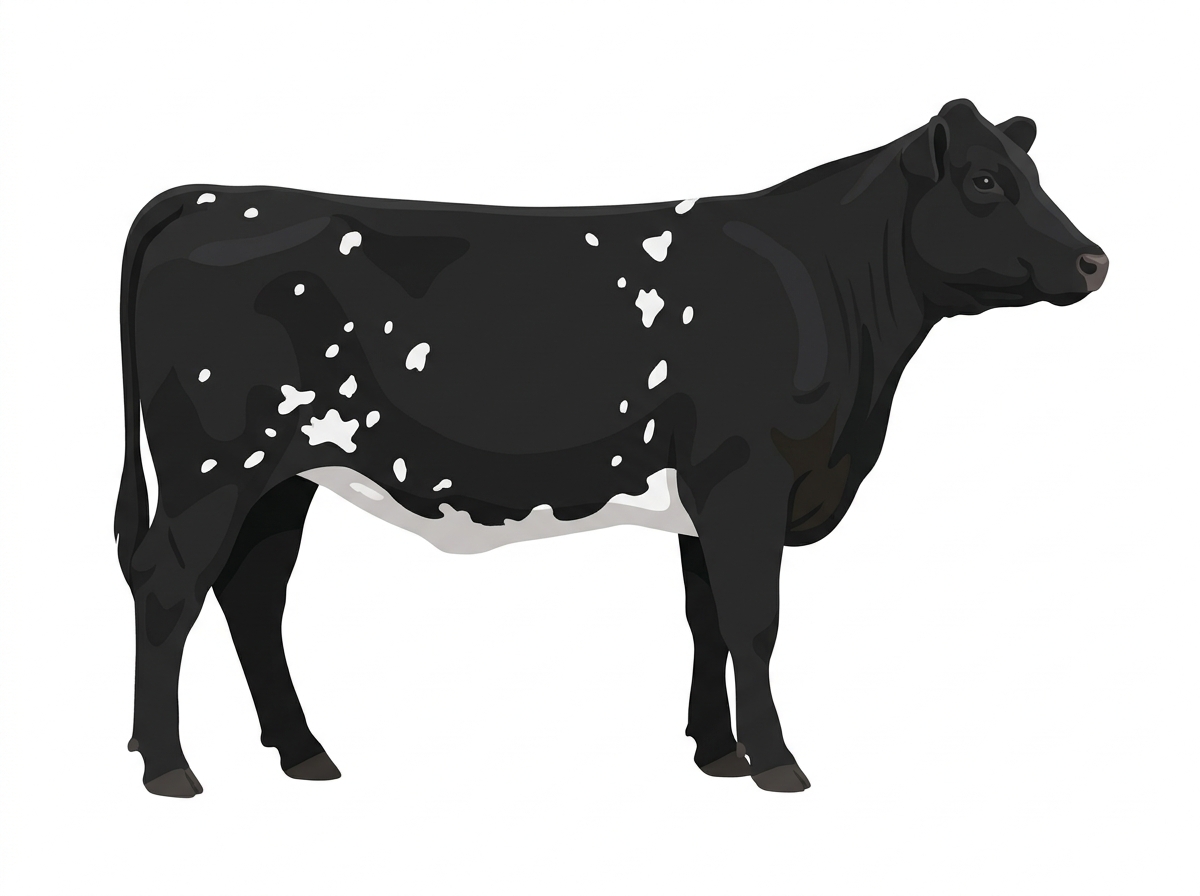 Black with white spots Angus Cross Heifer