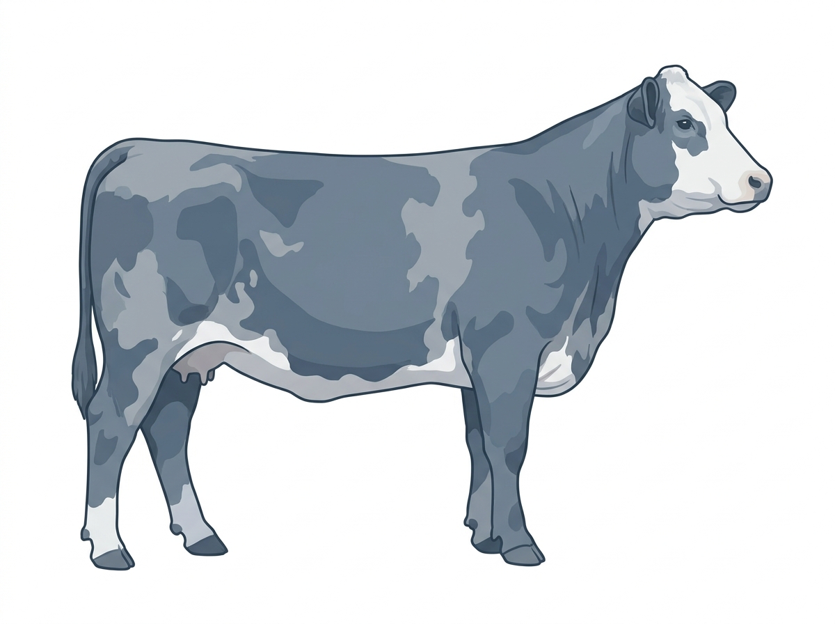 Blue roan with a partial white face Angus Cross Cow