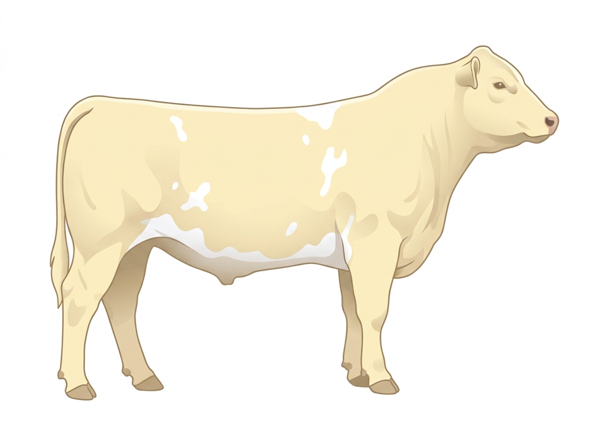 Cream with a few white spots Angus Cross Bull