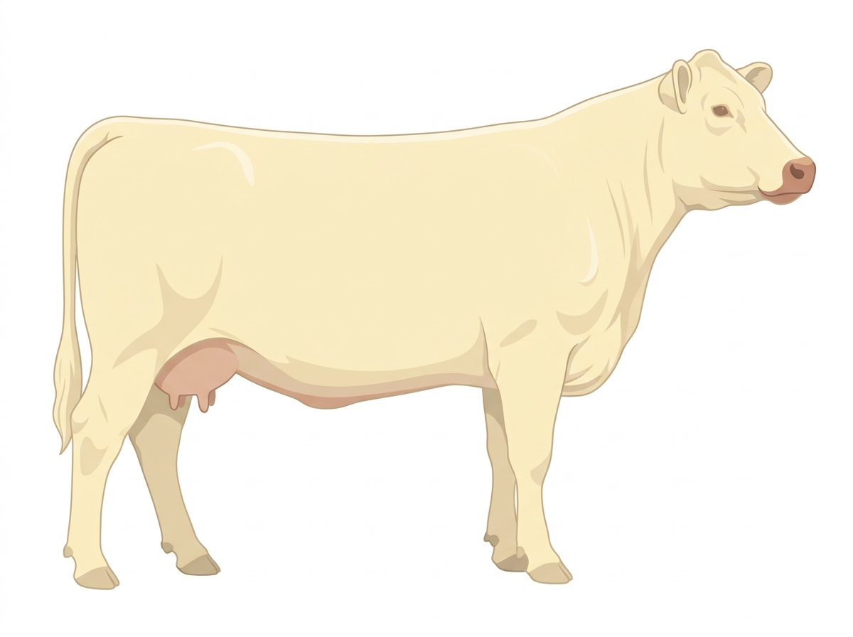 Cream with a pale muzzle ring and lighter underline Angus Cross Cow