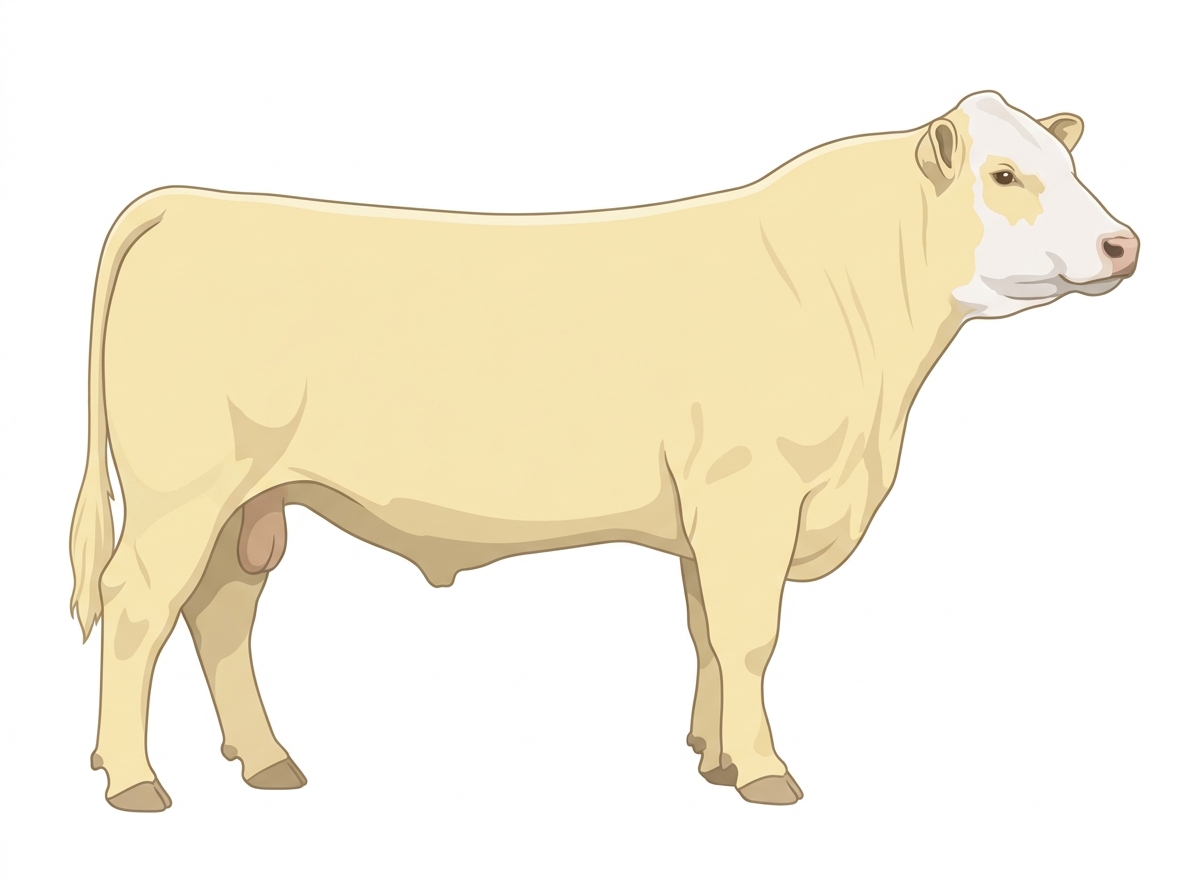 Cream with a partial white face Angus Cross Bull