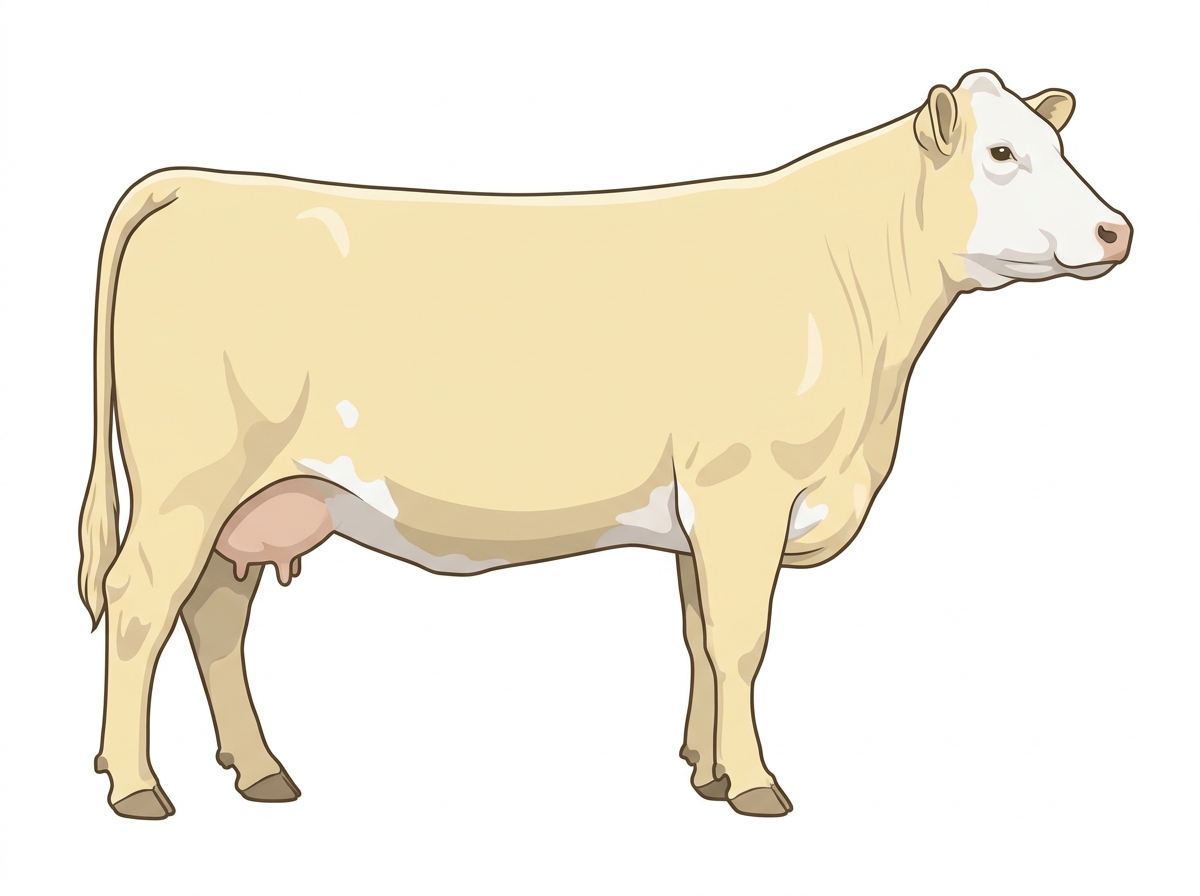 Cream with a white face and a few white spots Angus Cross Cow